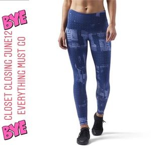 REEBOK BLUE PRINTED TIGHTS sizeS